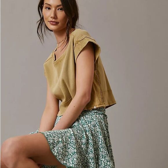 Anthropologie Pilcro Cropped Sweatshirt Coral Small - Picture 2 of 10